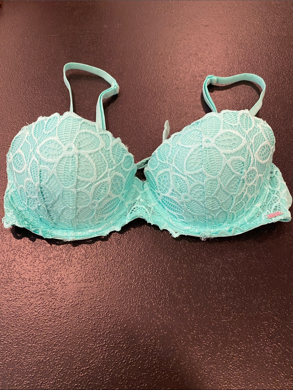 PINK Victoria's Secret Aqua Lace Push-Up Bra